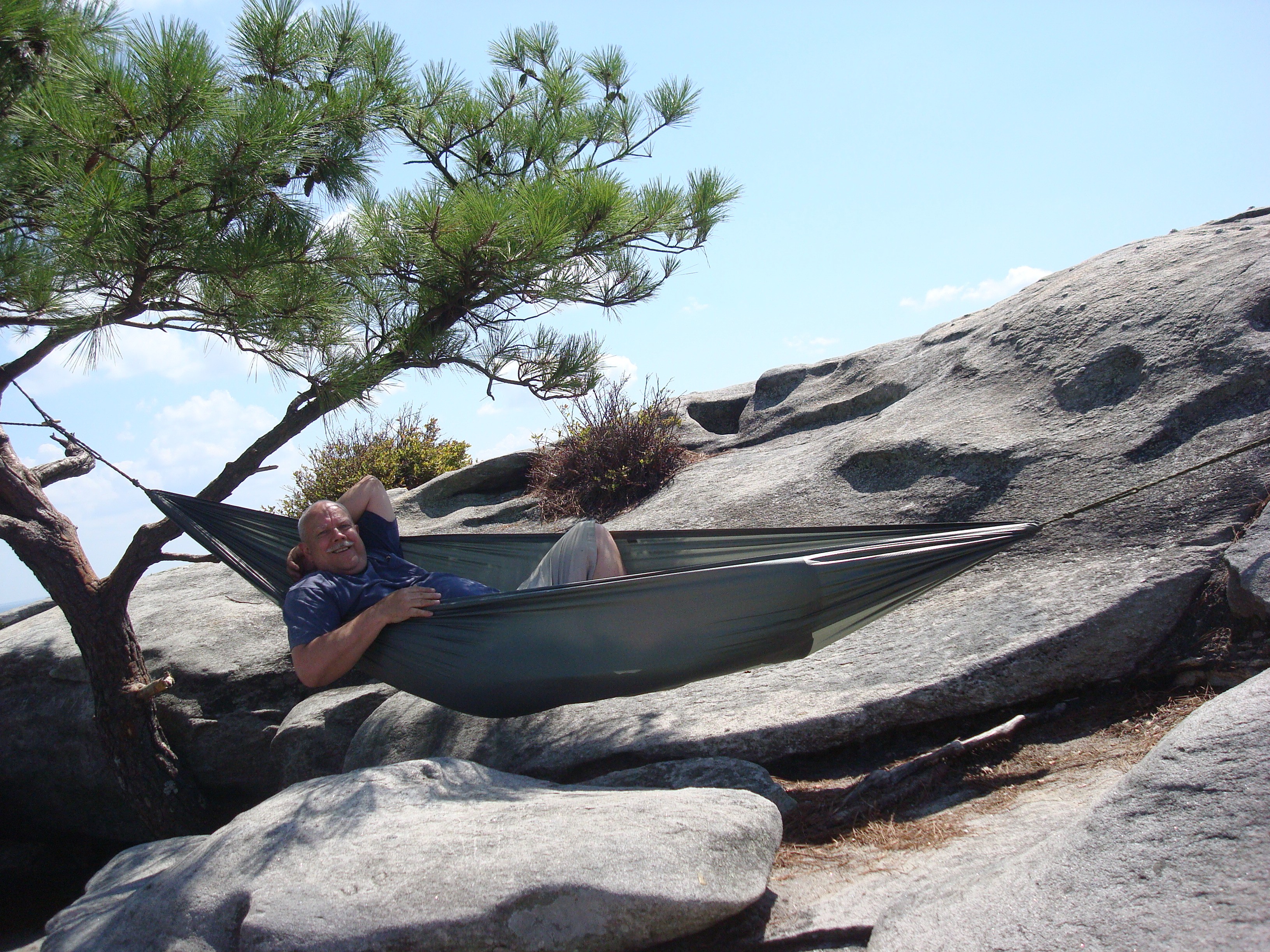 Jim Relaxing in our Backpacker's Hammock